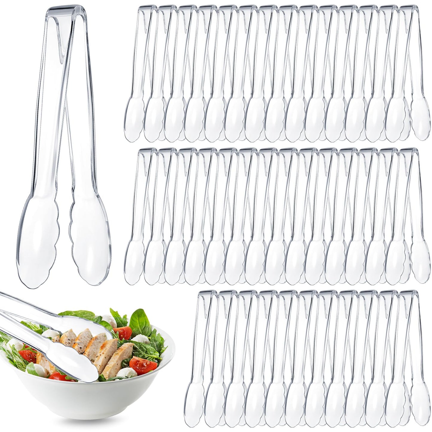 Tessco 80 Pcs Plastic Tongs, 9 Inch Disposable Serving Tongs,Black