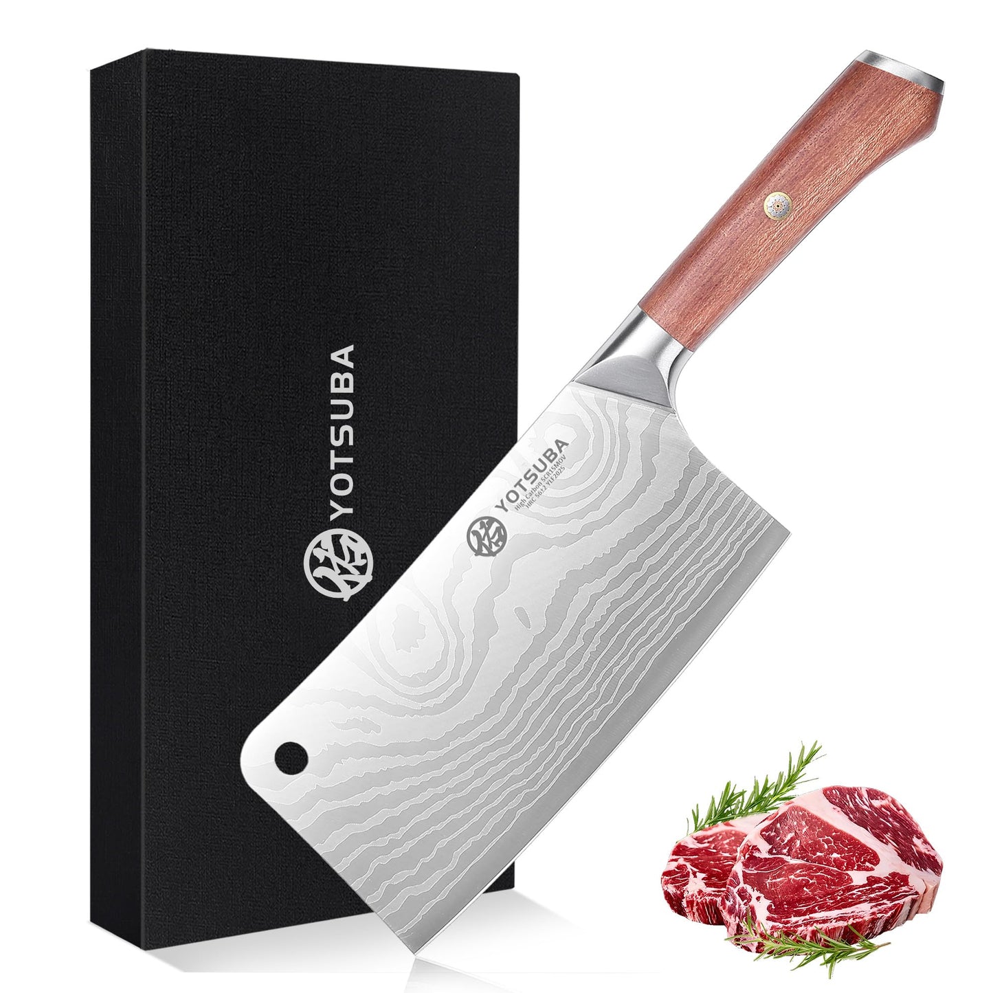 YOTSUBA 7PCS Japanese Kitchen Knife Set with Genuine Natural Rosewood Ergonomic Handle & Gift Box, Professional Ultra Sharp High Carbon Stainless Steel Knives for Cooking