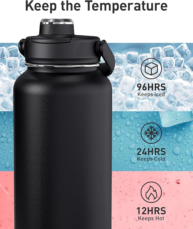 TOURIT 24 oz Insulated Water Bottle, Stainless Steel Sports Water Bottles With Top Handle, Double-Wall Travel Thermal Water Flask, BPA Free Leakproof Water Bottle for Sports and Travel,Blue Voilet