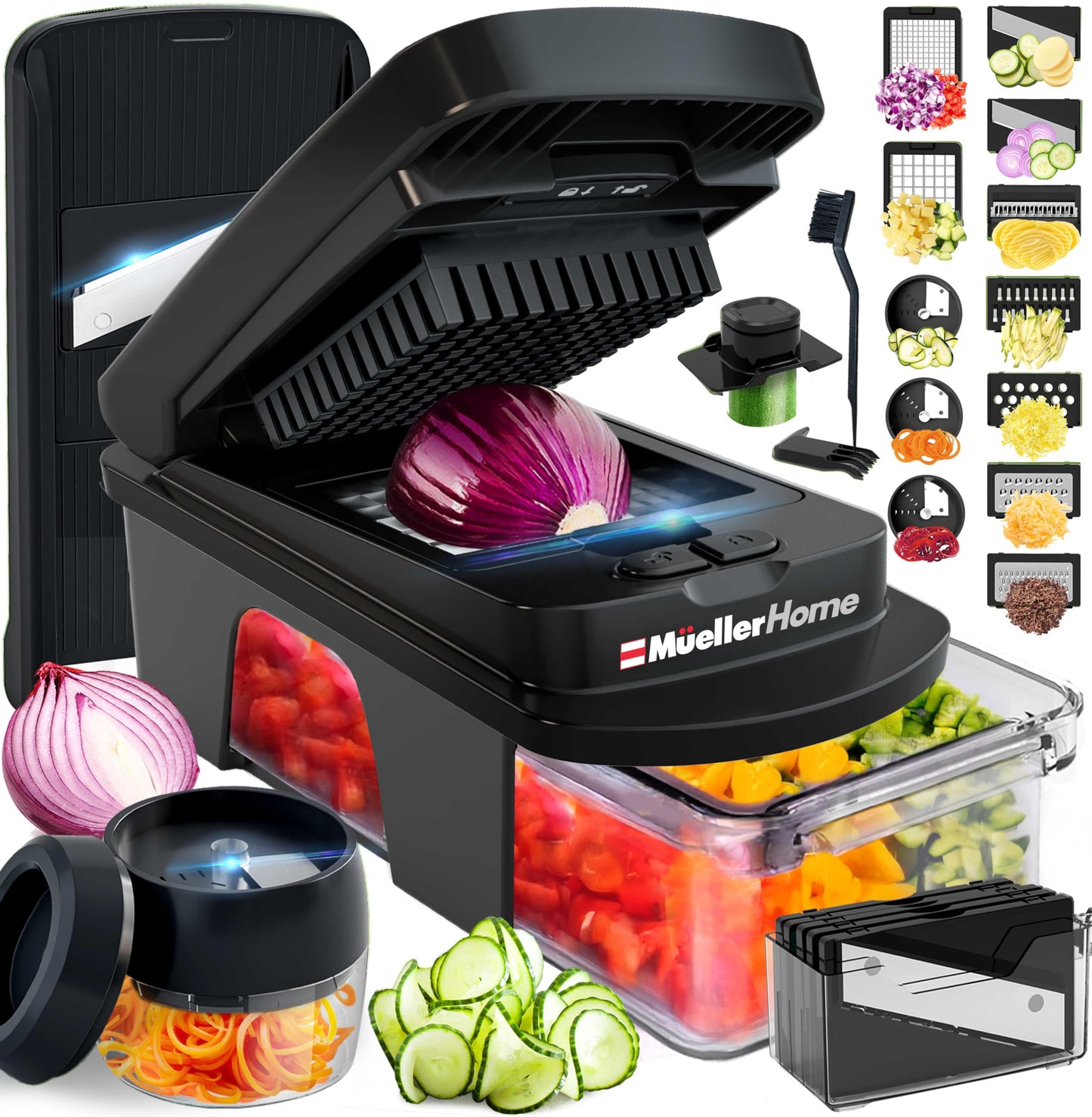 Mueller The Real Original Pro Vegetable Chopper & Mandoline Slicer, 10-in-1