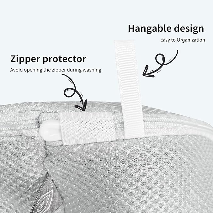 Kimmama Shoe Washing Machine Bag, Shoe Bag for Washing Machine, Mesh Laundry Bags for Sneakers, Footwear, Trainers, Slippers, Grey Sandwish Net, 8x15"