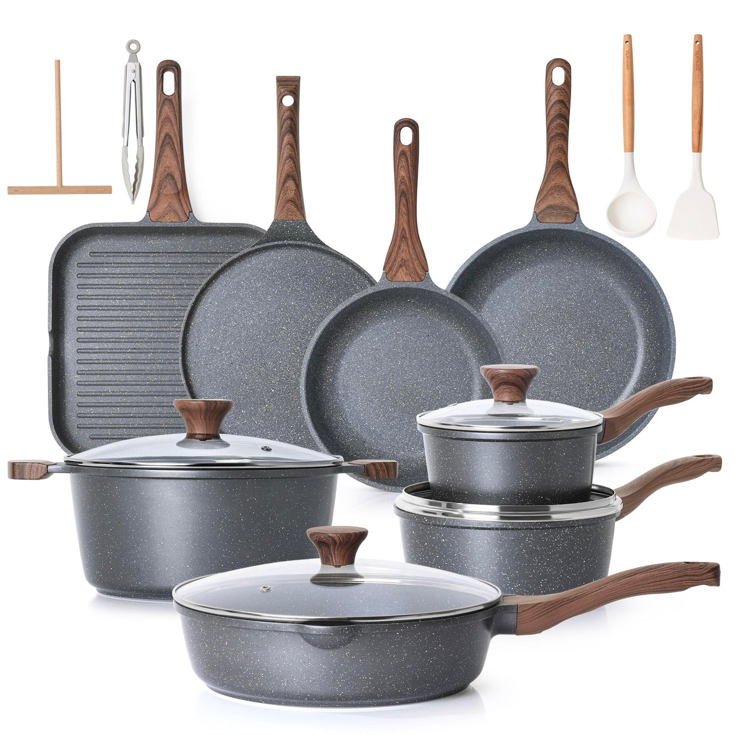 SENSARTE 23 PCS Nonstick Ceramic Cookware Set, PFAS/PFOA Free, Induction