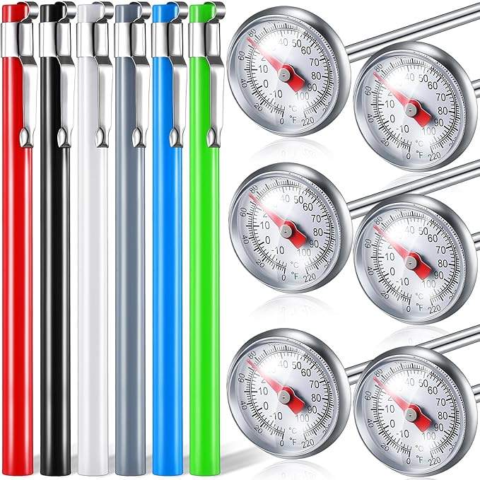 Xuhal 12 Pcs Stainless Steel Kitchen Dial Thermometer 5",Black