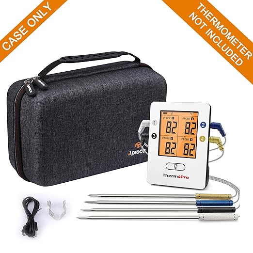 Aproca Case Compatible with ThermoPro TP25 / TP910 650FT Wireless Meat Thermometer, Storage Portable Bag for Accessories (Case Only)