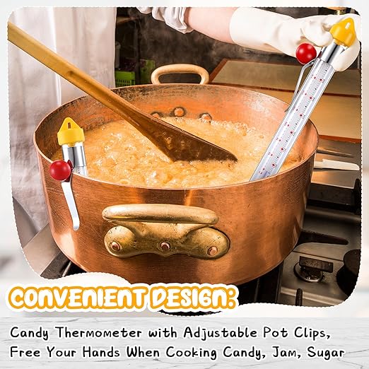 Photect 1 Pcs Candy Thermometer with Pot Clip 8", Yellow