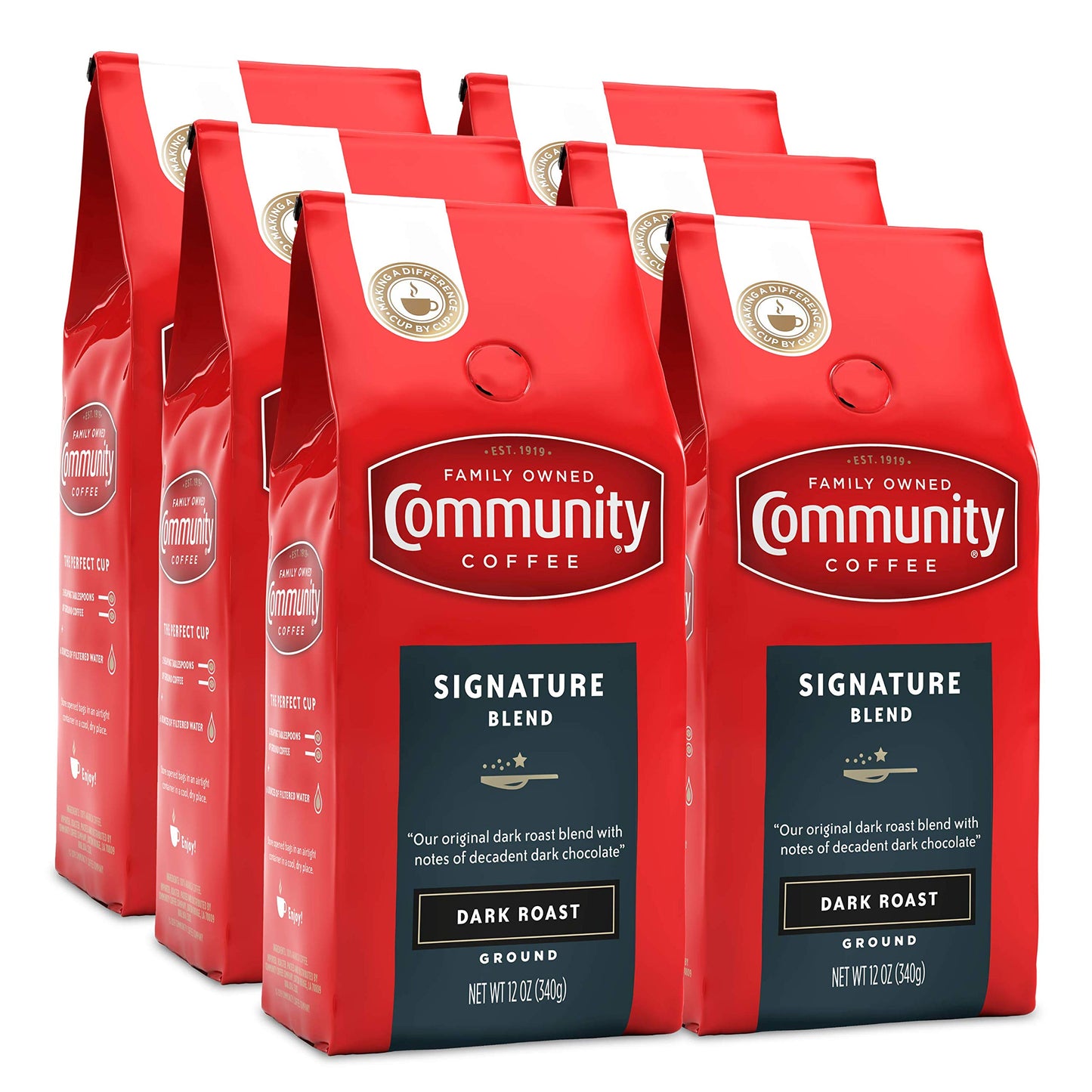Community Coffee 100% Colombia 72 Ounce, Medium Dark Roast Ground Coffee, 12 Ounce (Pack of 6)
