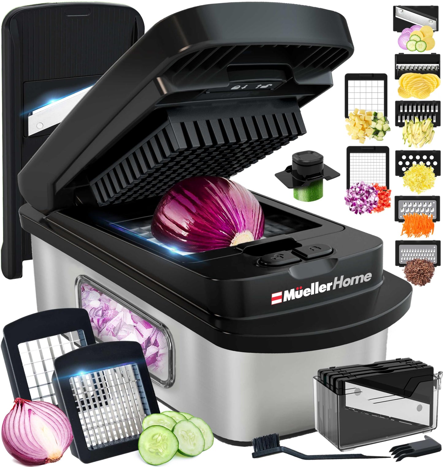 Mueller The Real Original Pro Vegetable Chopper & Mandoline Slicer, 10-in-1