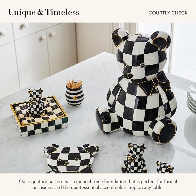 MACKENZIE-CHILDS Ceramic Cookie Jar with Lid, Courtly Bear