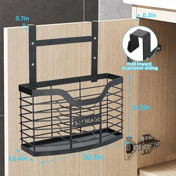 Hair Tool Organizer, Stainless Steel Hair Dryer Holder for Dresser, Bathroom Countertop & Cabinet Door, Wall Mount Storage Basket for Holding Hairdressing Curler, Blow Dryers, Shaver, Comb
