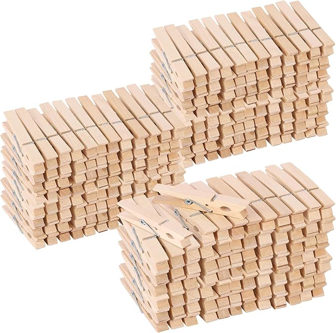500pcs Large Wooden Clothespins - Heavy Duty Wood Pegs Clothes Pins for Laundry Hanging Clothing - Wood Pins for DIY Crafts