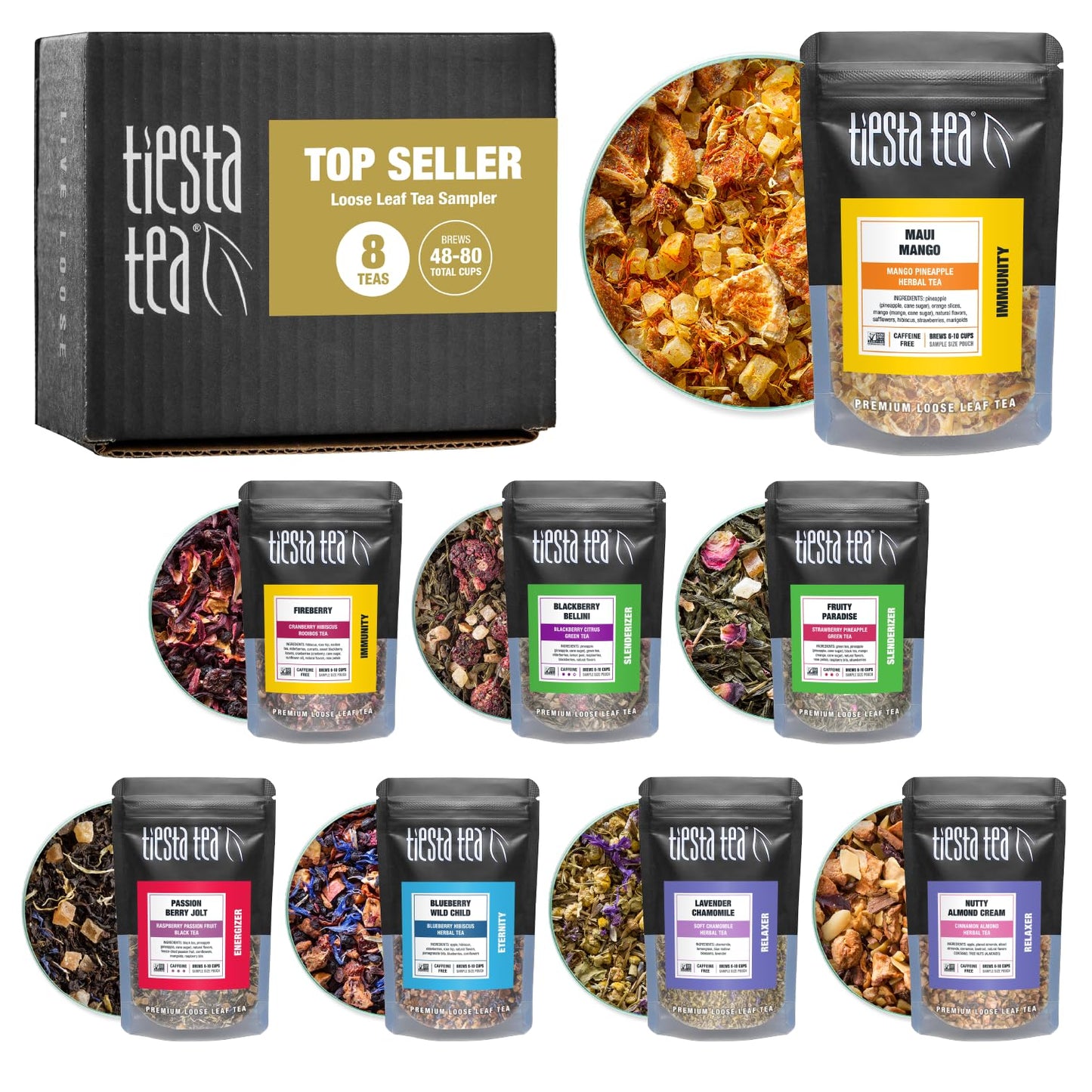 Tiesta Tea - Herbal & Rooibos Tea Sampler Dry Flight Set, Loose Leaf