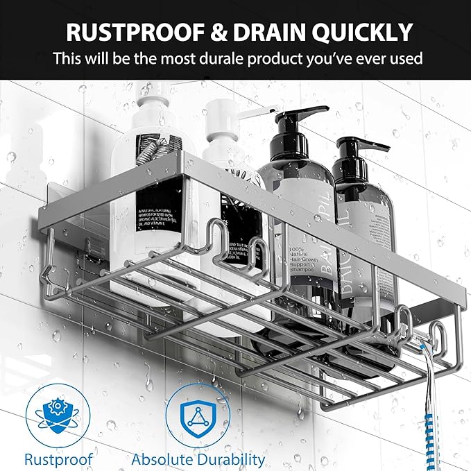 Moforoco Adhesive Shower Caddy Organizer Shelves Rack - 5 Pack Corner Bathroom Storage Organization, Home & Kitchen Decor Inside RV Accessories, Hanging First Apartment Household Camper Essentials