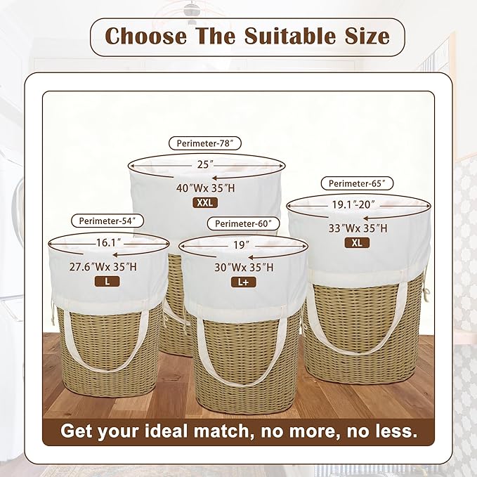 Canvas Laundry Bag with Handles & Drawstring Closure 27.5”Wx35"H, Thick Laundry Bag Large Heavy Duty Washable Dirty Clothes Travel Sack for Camp, College Dorm, Laundromat (Beige L, 2 Pack)