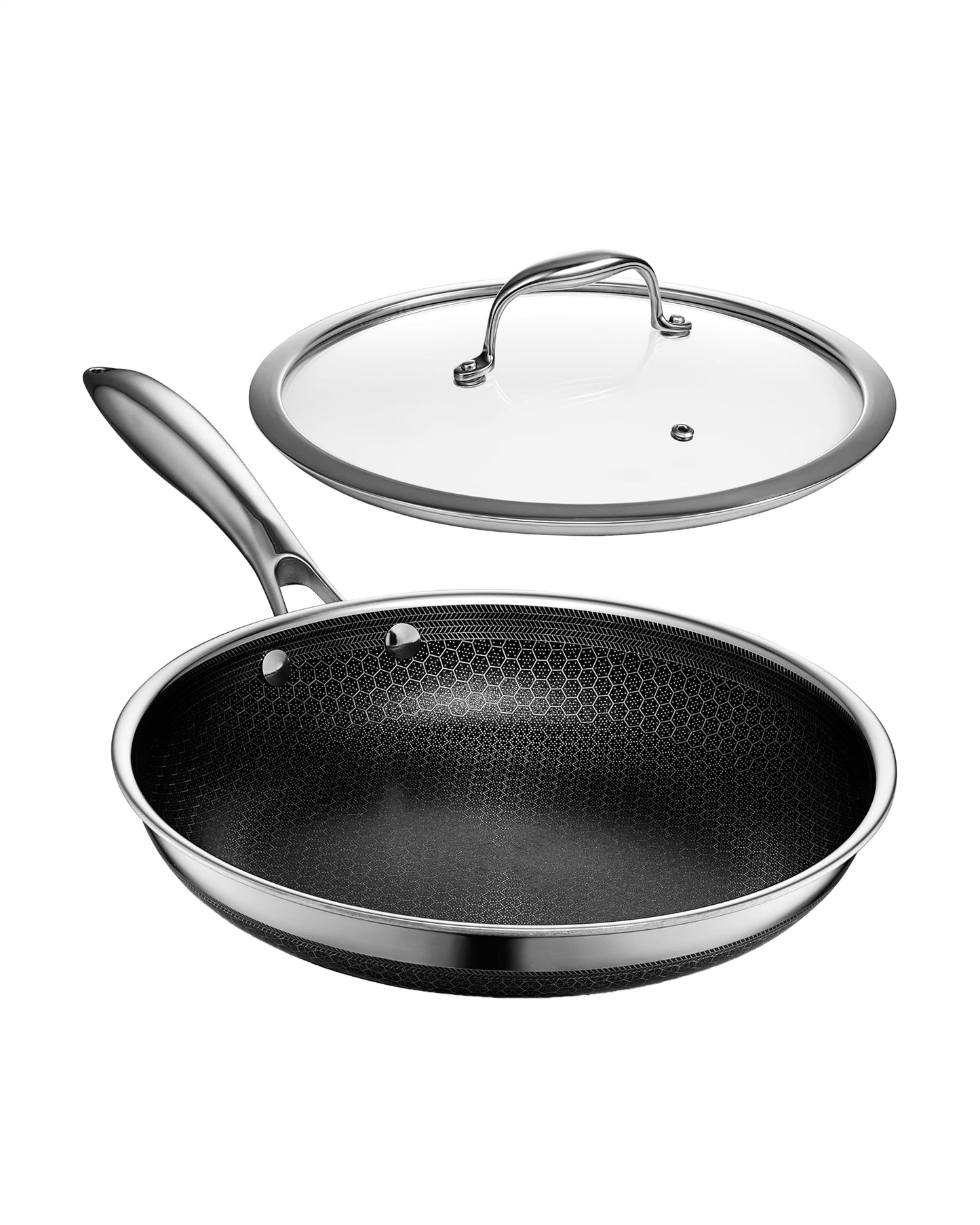 HexClad 10" Hybrid Nonstick Frying Pan with Lid, Dishwasher & Oven Safe