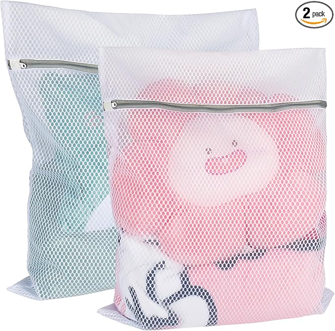 Vivifying XL Large Mesh Laundry Bags, 2 Pack 20 x 24 Inches Honeycomb Mesh Wash Bags for Washing Machine, Delicates Clothes, Sweater, Coats, Stuffed Toys, Blanket (White)