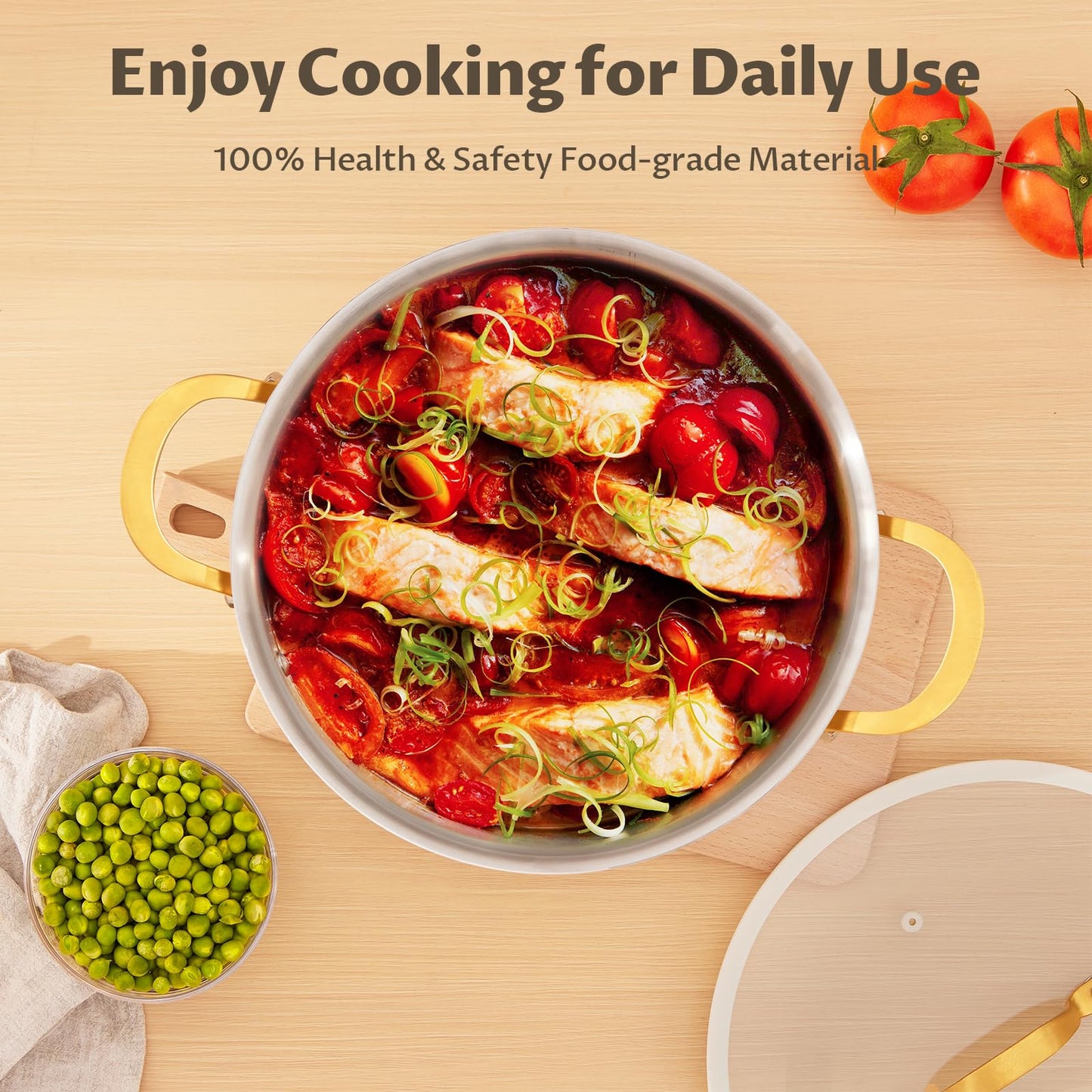 BEZIA 12 Quart Full Clad Try-Ply Stainless Steel Stock Pot, Induction Ready