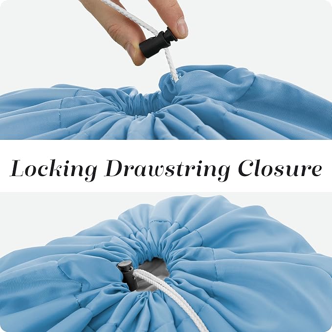 Nylon XL Laundry Bag - Locking Drawstring Closure, Machine Washable, These Large Bags Will Fit a Laundry Basket and Strong Enough to Carry up to Two Loads of Clothes (Light Blue | 30" x 40")