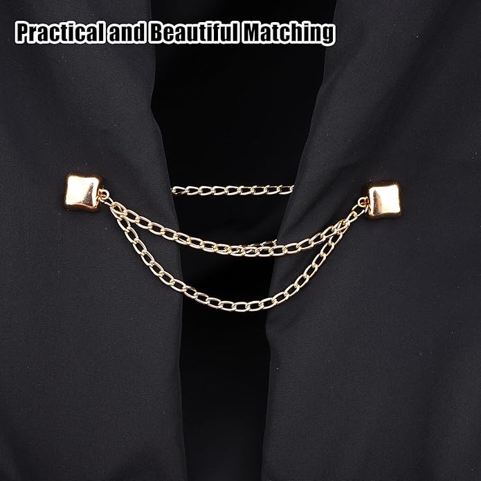 6pcs Magnetic Clothing Clips with Chain, Multi-Function Magnet Button Pins Hijab Cuff Clips for Fixing Hem of Clothes Long Pants Legs Sleeves of Shirts