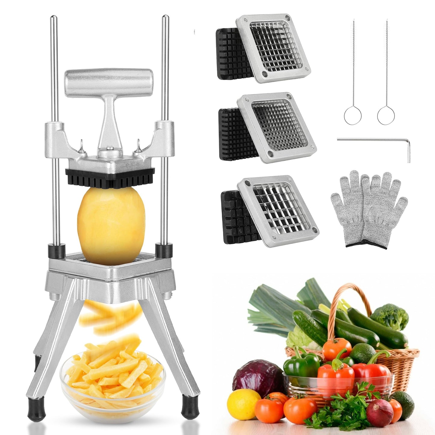 WICHEMI Commercial Vegetable Chopper Fruit Dicer Manual Food Cutter 3/8"