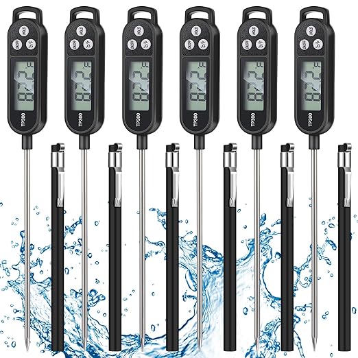 Copkim 6 Pcs Food Thermometer Instant Read Probe BBQ,Black,White,Red