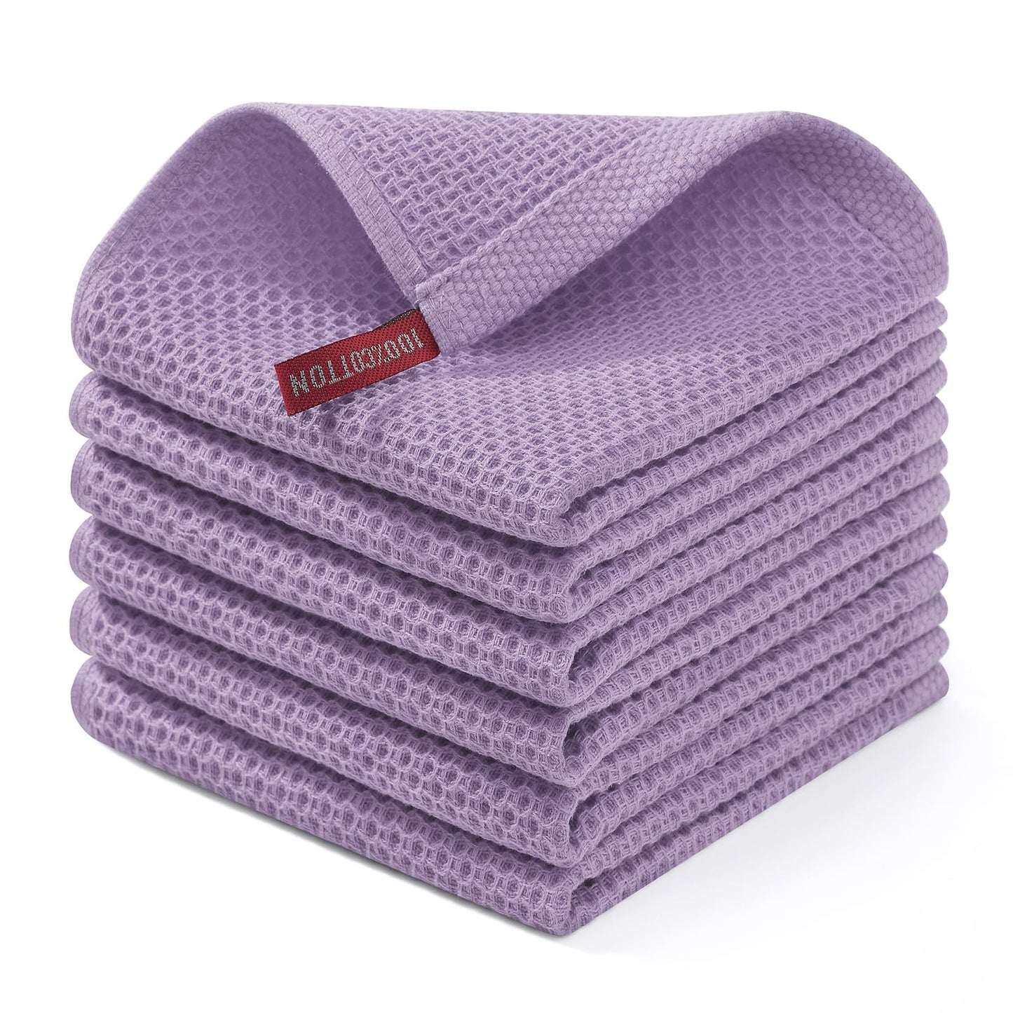 Homaxy 100% Cotton Waffle Weave Kitchen Dish Cloths, Ultra Soft Absorbent Quick Drying Dish Towels, 12 x 12 Inches — 13 x 28 - 12 Pack — 12 x 12 - 6 Pack