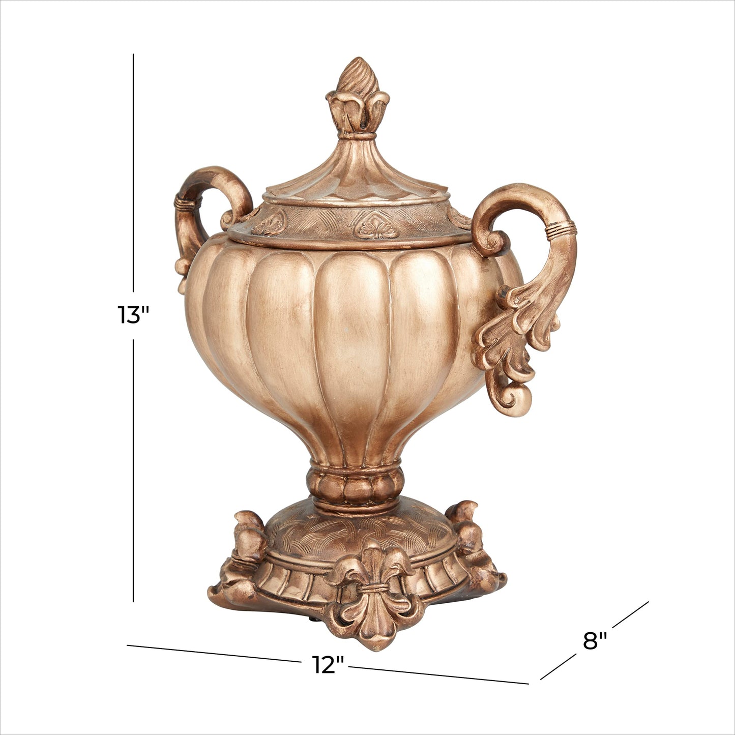 Deco 79 Polystone Solid Decorative Jars, 12" x 8" x 13", Bronze