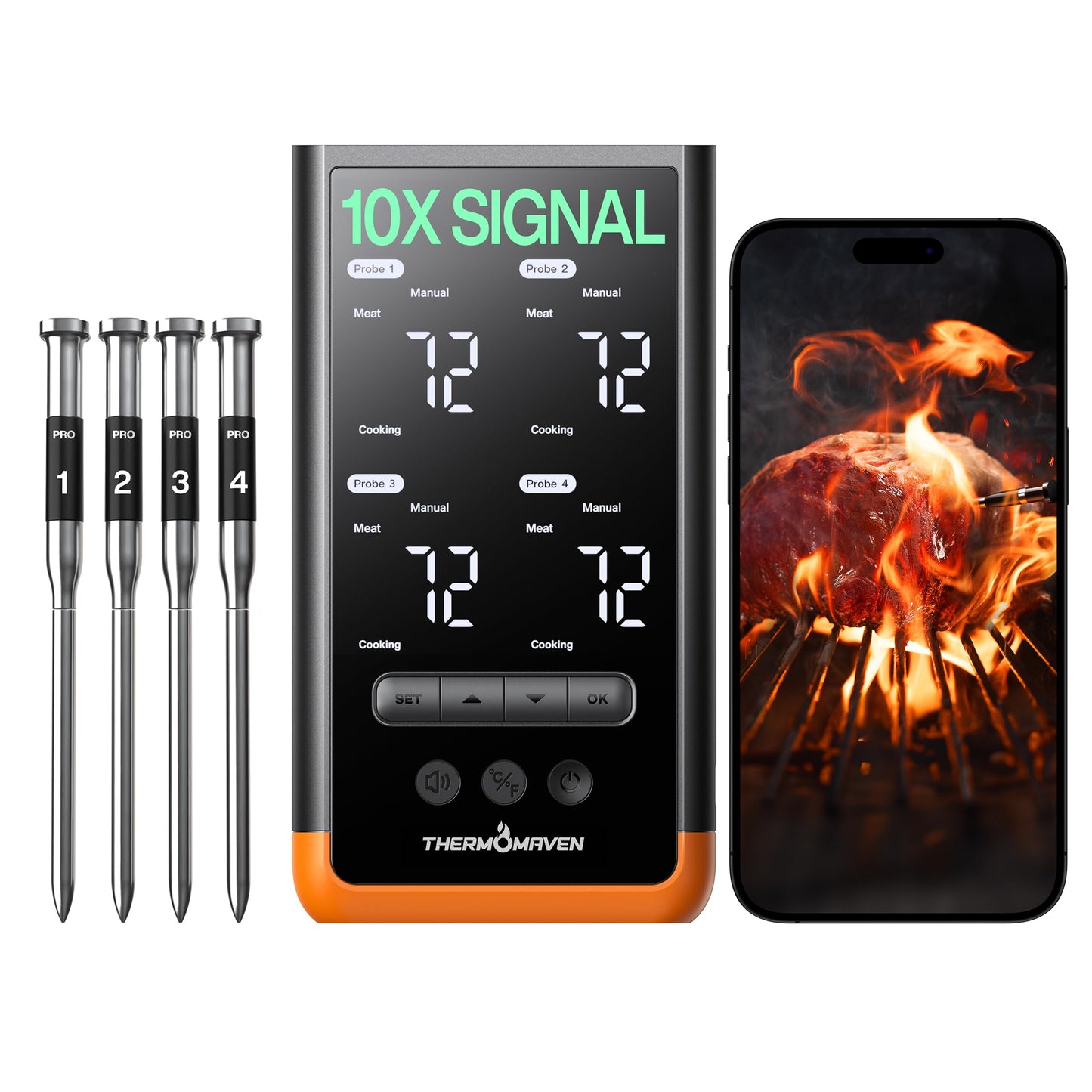 ThermoMaven Sub-1G Wireless Meat Thermometer, 2 Probes WiFi Thermometer