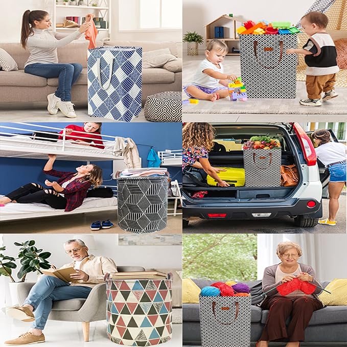 Waterproof Laundry Hamper 75L Collapsible Laundry Basket Extended Cotton Handle Laundry Bag Large Clothes Storage Toy Organization for Bathroom Bedroom Laundryroom College Dorms