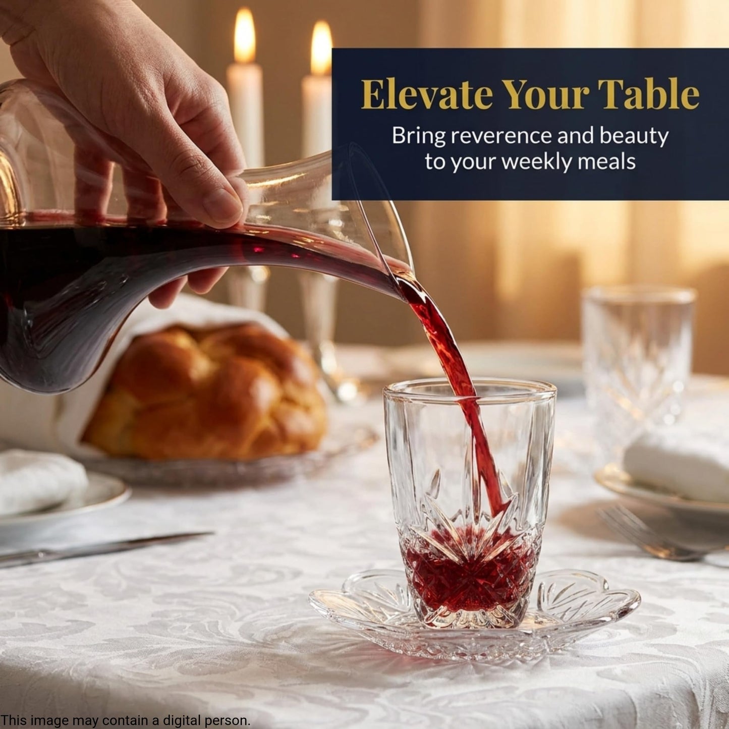 Godinger Kiddush Cup and Plate Set, Crystal Glass Kiddush Cup - Dublin Collection