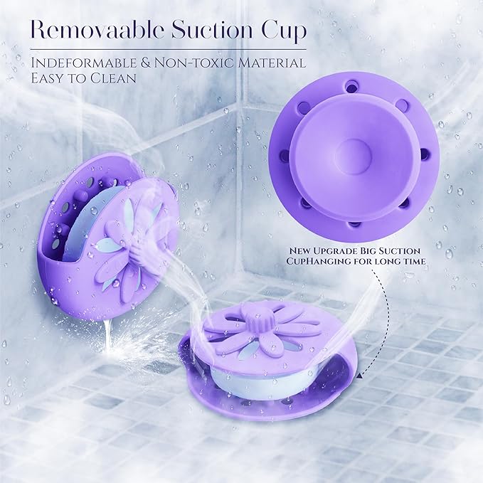 SHARLOVY Purple Shower Steamers Tray, Big Suction Cup Shower Steamer Tablet Holder Dish for Long Lasting Use, Flake Bath Bombs Container, Adornment Household Supply Car Decoration Yoga Decor