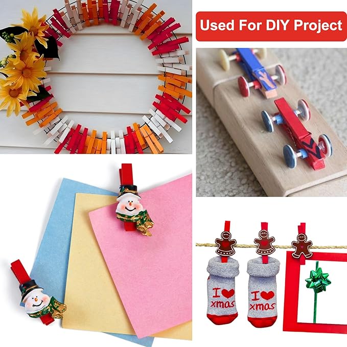 Colored Clothes pins 2.9inch 50PCS Red, Colorful ClothesPins Wooden Clips for Photos Pictures Decorative Crafts, Decoration clothespins Clothing Hanging clothespins