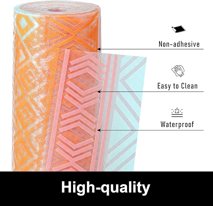 Cooyes Shelf Drawer and Cabinet Liner, Washable Oil-Proof Shelf Liners for Kitchen Cabinets, Shelves, Refrigerator, Non-Adhesive Drawers Mats（23.6" W x 236" L）