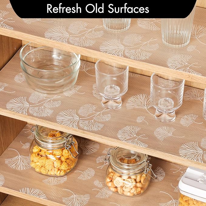 Cooyes Shelf Liner, Non Adhesive Drawer and Cabinet Liner, EVA Washable Oil-Proof Shelf Paper for Kitchen Cabinets, Refrigerator, Storage, Desks with Modern Pattern（23.6" W x 236" L）