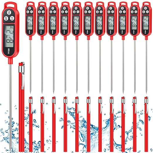 Copkim 6 Pcs Food Thermometer Instant Read Probe BBQ,Black,White,Red