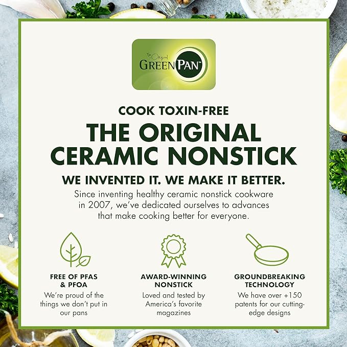 GreenPan Lima Hard Anodized 11” Square Griddle Pan, Ceramic Nonstick, PFAS-Free Nontoxic Pots and Pans, Oven & Broiler Safe, Stainless Steel Handle, Cookware for Eggs & Omelet, Gray