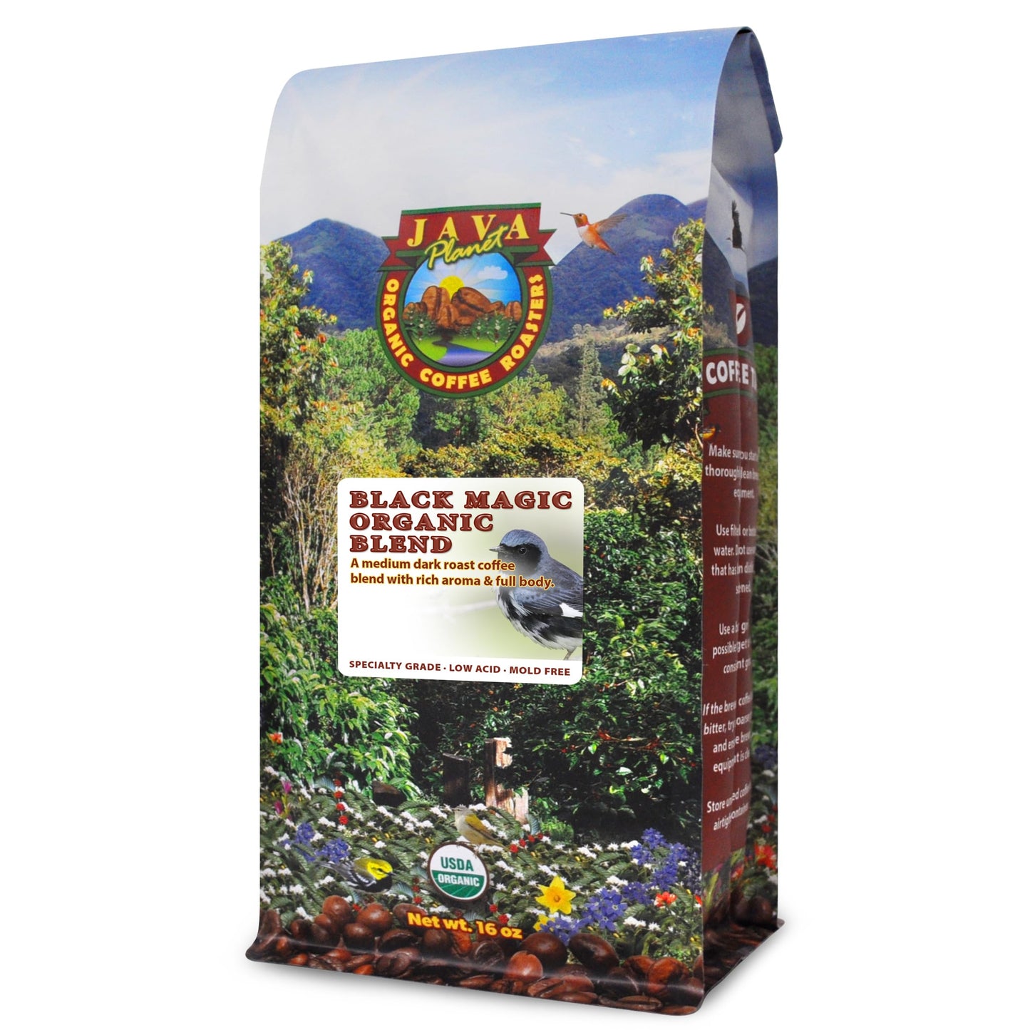 Java Planet Low Acid Organic Whole Bean Coffee, Papua New Guinea, 16 oz