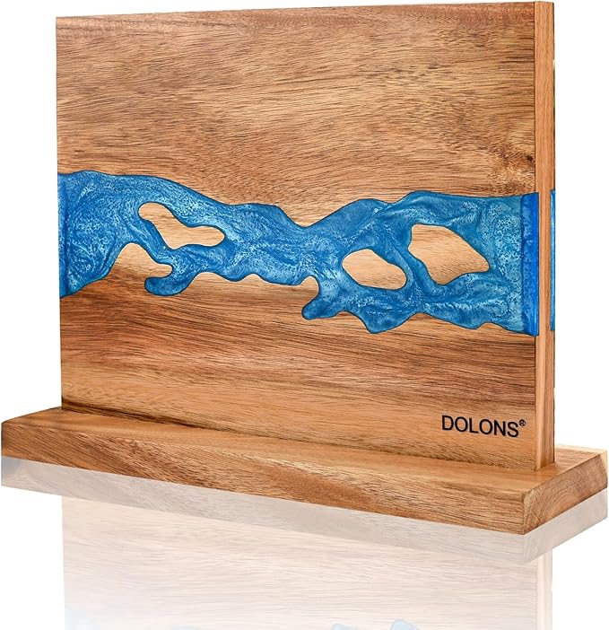 DOLONS Magnetic Knife Block,Acacia Wood And Resin Kitchen Magnetic Knife Holder，Equipped with strong magnets,Multifunctional Double Side Knife Storage Organizer for Kitchen Counter ，Gifts for new home