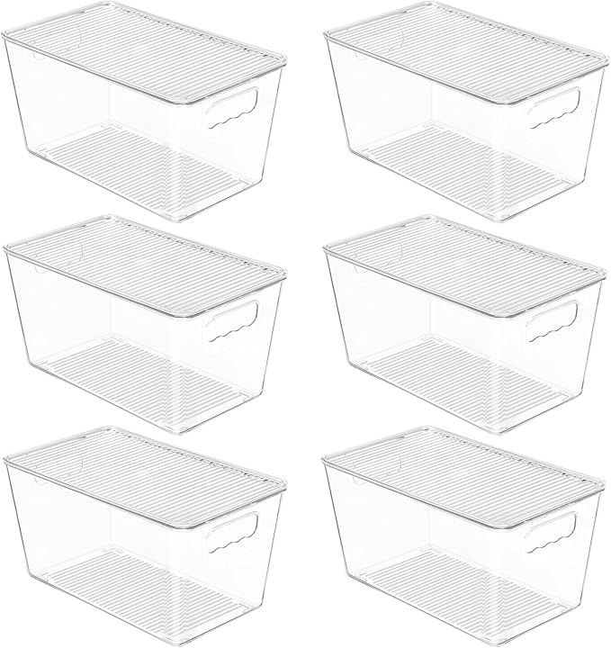 Vtopmart 1 Pack Clear Stackable Storage Bins with Lids and Handles, Medium