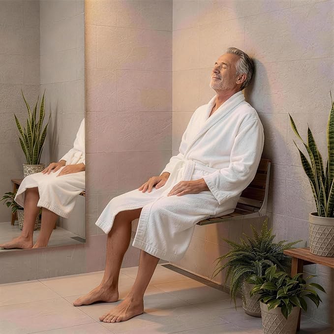 Foldable Shower Seat Wall Mounted, Folding Shower Bench for Small Shower Spaces, 400lbs Max Load for Inside Shower, 20"