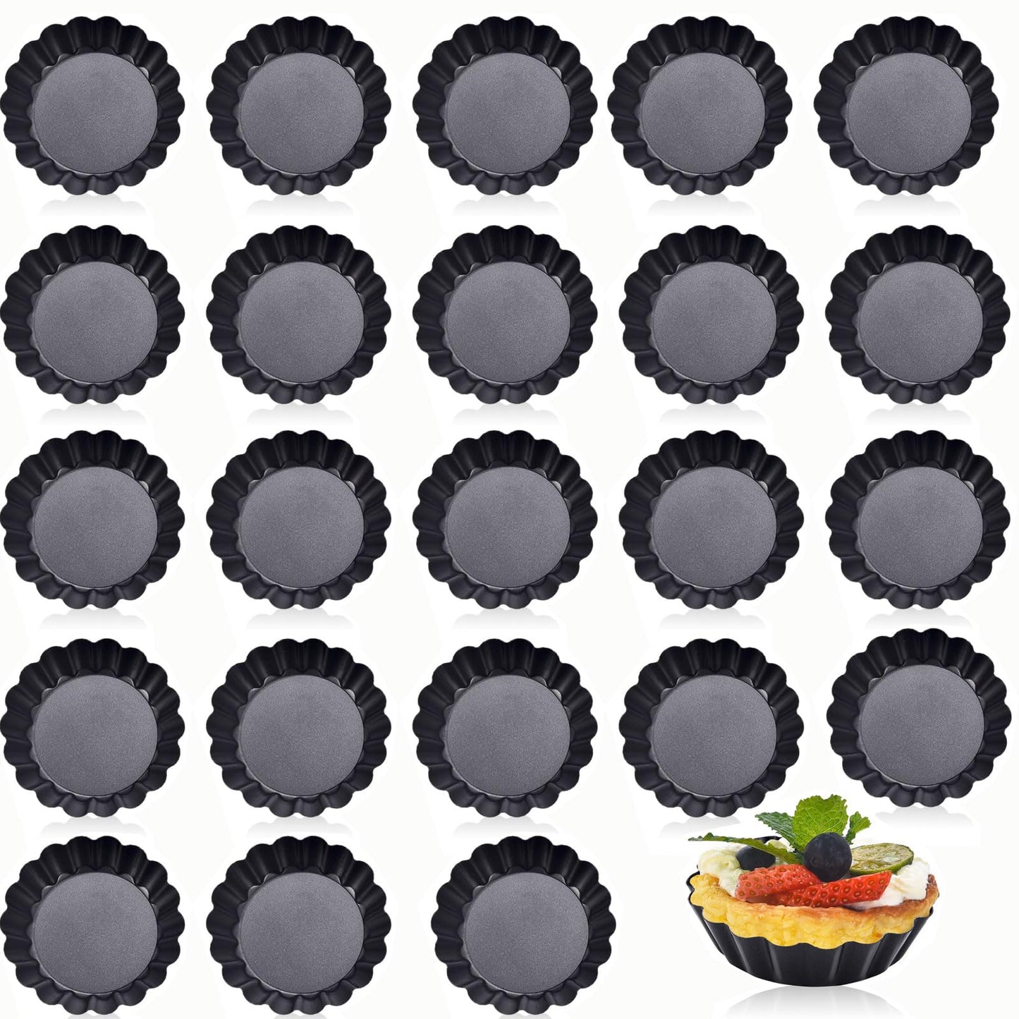 DATANYA Mini Tart Pans Removable Bottom 3 Inch, Carbon Steel Nonstick Quiche Pan Pie Tart Tin Mold, 0.8inches High for Baking Tartlets, Pies, Cakes, Cupcakes - Premium Champagne Gold 12PCS