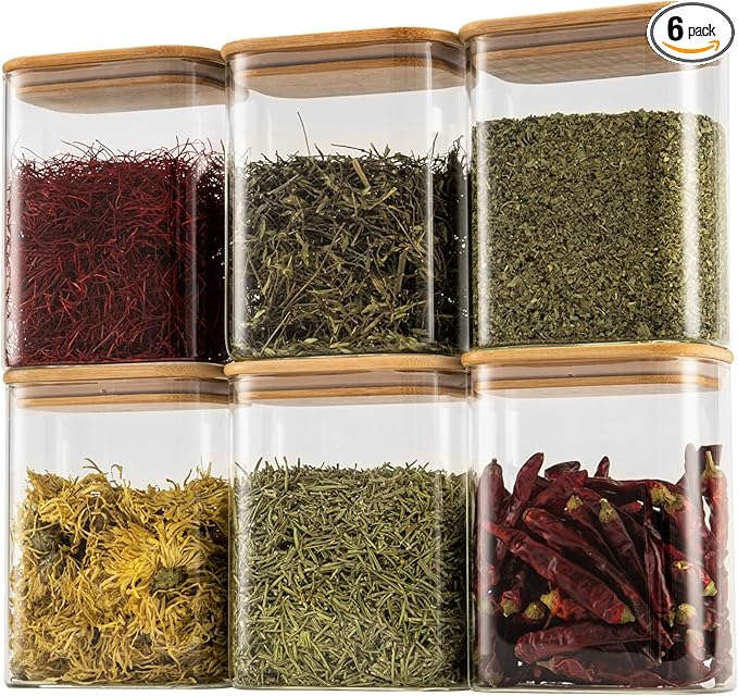 D2scrma 64oz/2Qt Rectangle Glass Storage Containers with Lids 4-Pack
