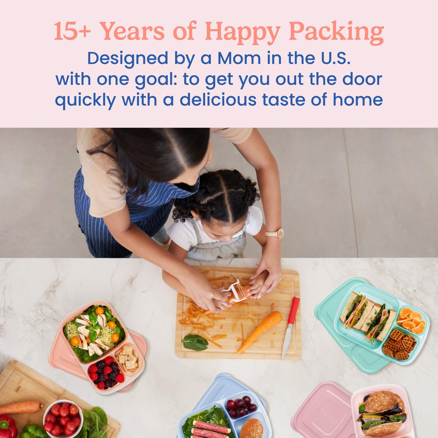 Bentgo Easyboxes Stackable 3-Compartment Bento Lunch Boxes, Set of 4