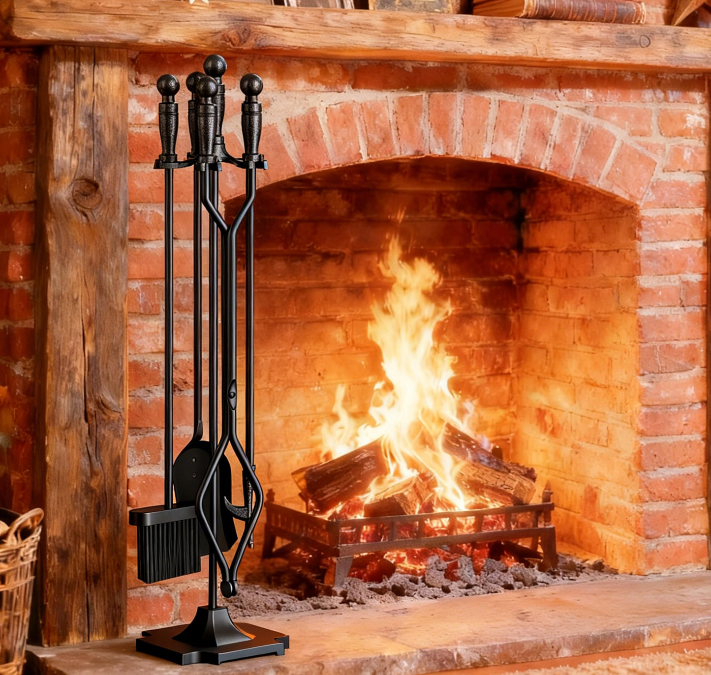 Fire Beauty 5 Pieces Fireplace Tools Set (Black)