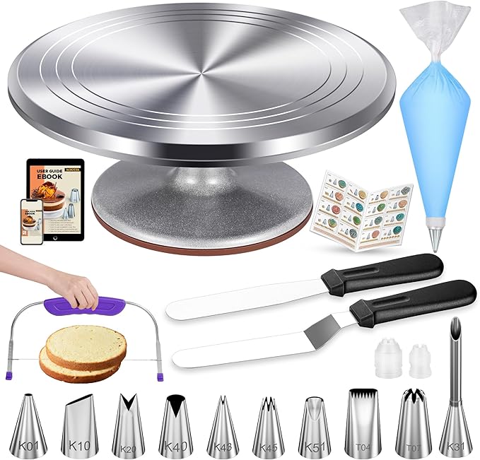 Kootek 51 Aluminum Cake Decorating Kit, Baking Supplies for Beginner & Pros