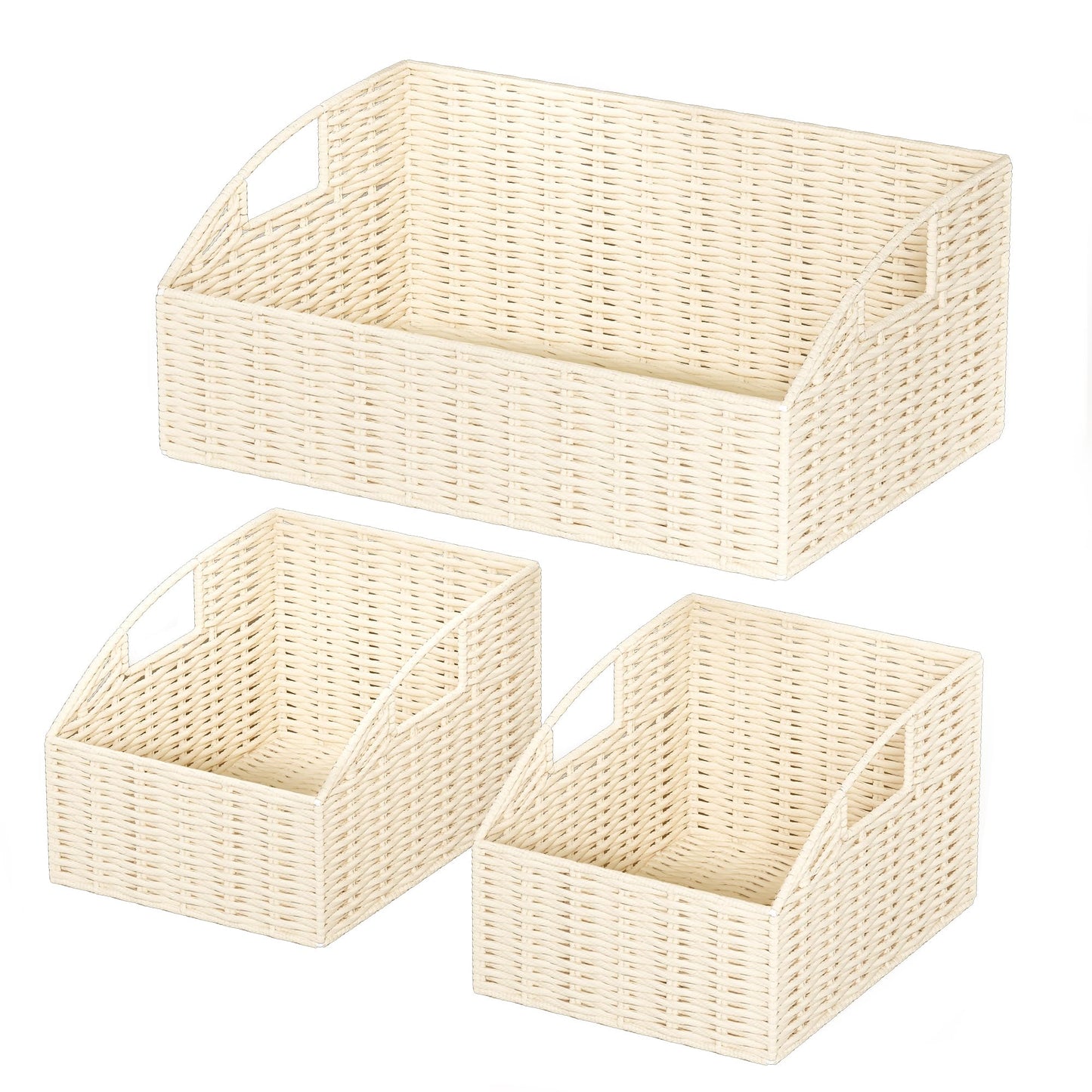 Pantry Baskets for Organizing, Wicker Storage Basket Beige