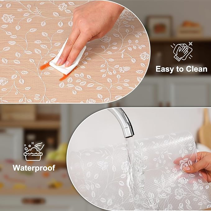 Cooyes Shelf Liner – Premium Non-Adhesive Cabinet & Drawer Liner for Kitchen – Waterproof Shelf Paper with Modern Pattern – Durable EVA Cabinet Mat – Easy to Cut （17.5" W x 197" L）