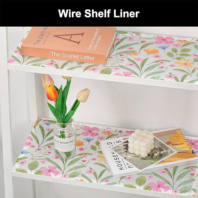 Cooyes Shelf Liner – Premium Non-Adhesive Cabinet & Drawer Liner for Kitchen – Waterproof Shelf Paper with Modern Pattern – Durable EVA Cabinet Mat – Easy to Cut （24" W x 120" L）