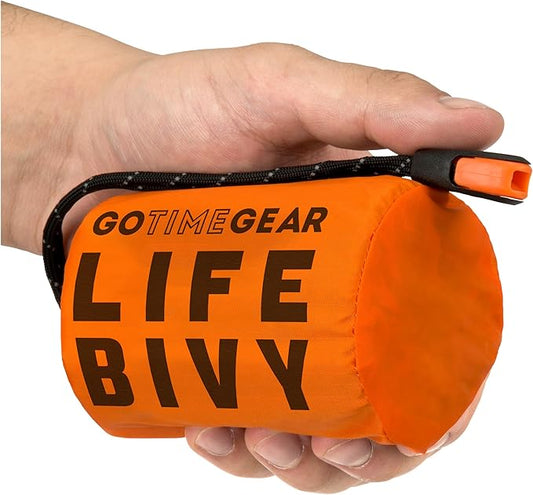 Go Time Gear Life Bivy Emergency Survival Sleeping Bag Thermal Bivy - Use as Emergency Bivy Sack, Survival Sleeping Bag, Mylar Emergency Blanket