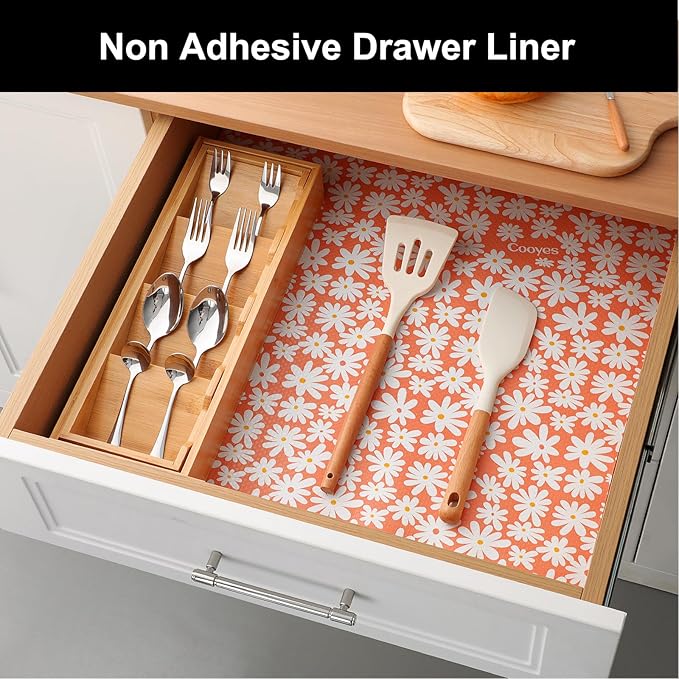 Cooyes Shelf Liner – Premium Non-Adhesive Cabinet & Drawer Liner for Kitchen – Waterproof Shelf Paper with Modern Pattern – Durable EVA Cabinet Mat – Easy to Cut （17.5" W x 78.7" L）