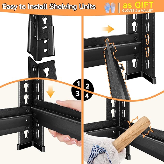 SUPPNEED Storage Garage Shelving Units: 48" W x 16" D x 39" H Black